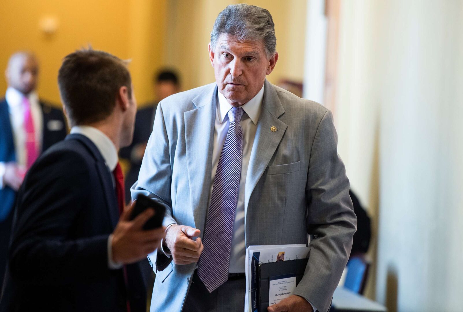 Sen. Joe Manchin III, D-W.Va., is not yet ready to support the $3.5 trillion spending topline Democratic leaders agreed to set for a reconciliation package. 