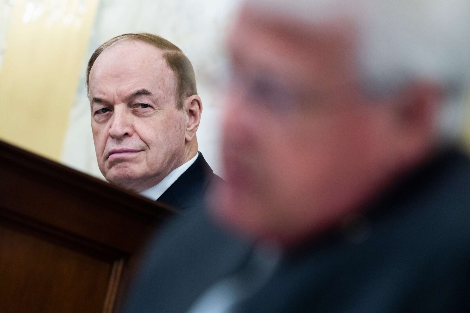 UNITED STATES - MAY 11: Sens. Richard Shelby, R-Ala., left, and Roger Wicker, R-Miss., attend the Senate Rules and Administration Committee markup of the For the People Act in Russell Building on Tuesday, May 11, 2021. (Photo By Tom Williams/CQ Roll Call)
