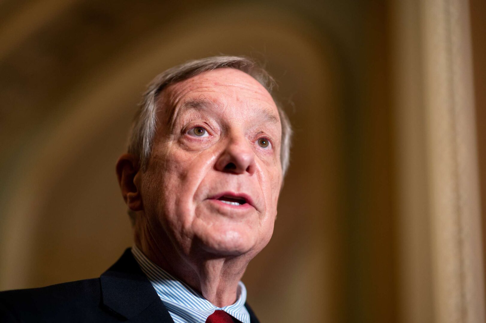 Sen. Richard Durbin, D-Ill., speaks during the Senate Democrats news conference on Nov. 30. 
