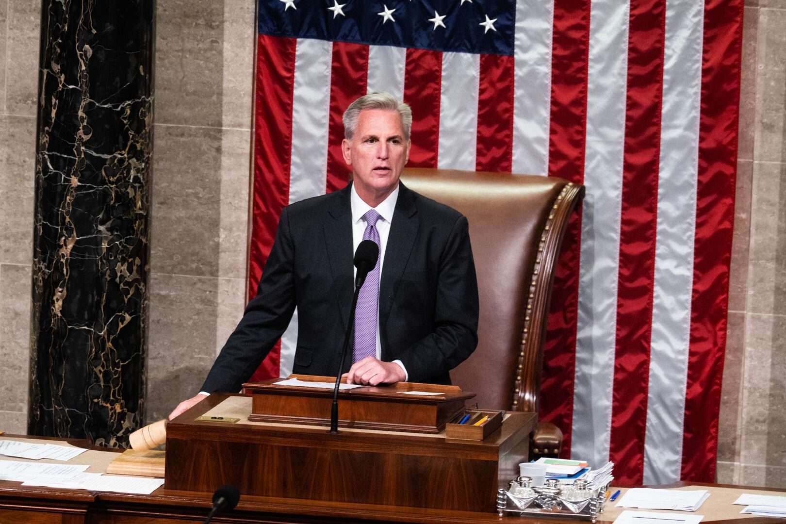 Speaker Kevin McCarthy, R-Calif., conducts a vote Thursday on the Republican border security package. 