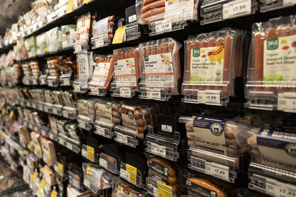 Meat products are pictured at a grocery store in Washington D.C., on Feb. 14. Nothing typifies voter frustration with President Joe Biden’s economic policies more than the rise in the cost of food, Winston writes.