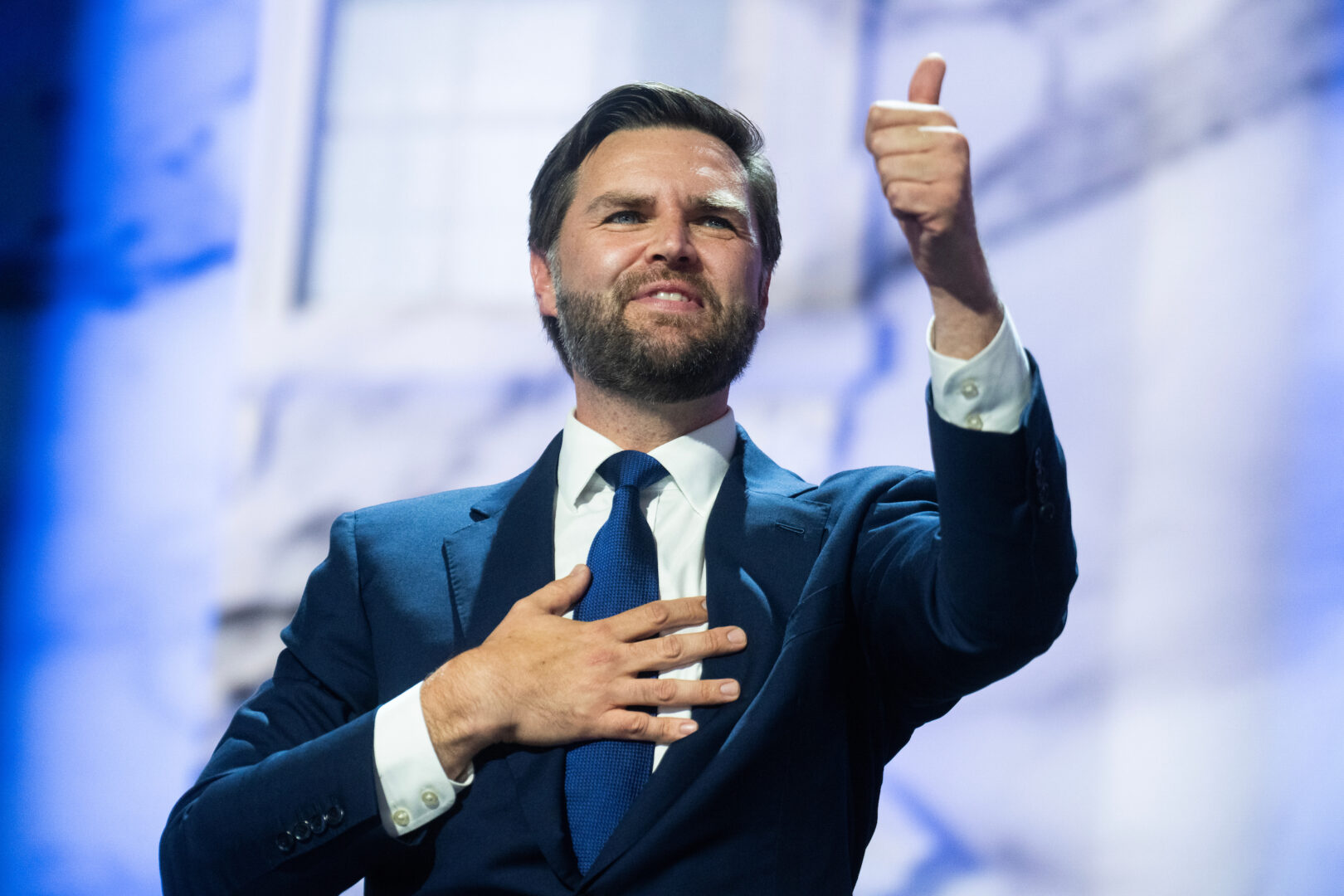Sen. JD Vance of Ohio, the Republican nominee for vice president, is seens at the Republican National Convention on July 17. 