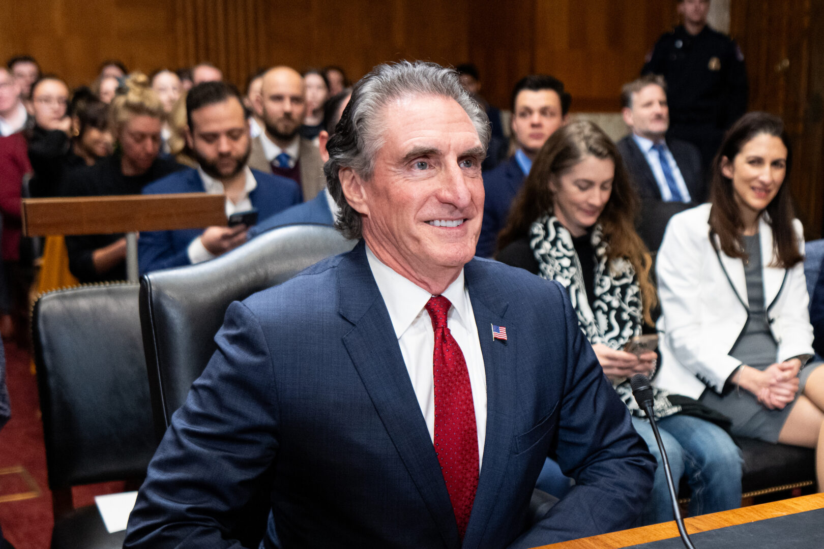 Doug Burgum addresses senators at his confirmation hearing in the Senate Energy and Natural Resources Committee on Thursday. 