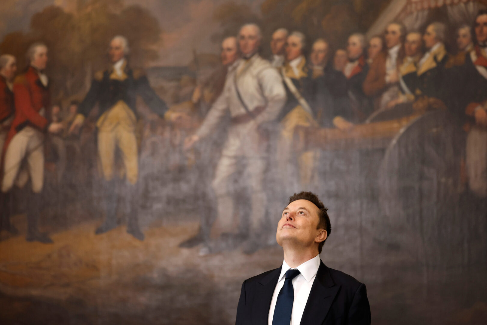 Elon Musk arrives for the inauguration of President Donald Trump in the Capitol Rotunda on Jan. 20.