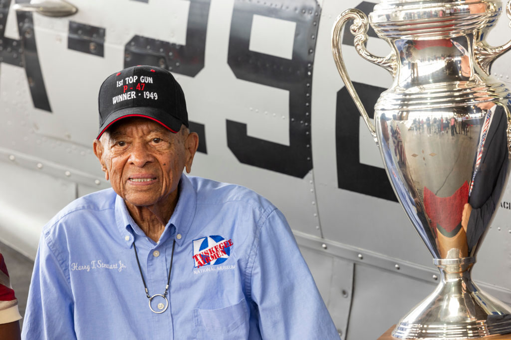 Tuskegee Airman Harry Stewart Jr., seen here last July, died this year at age 100. 
