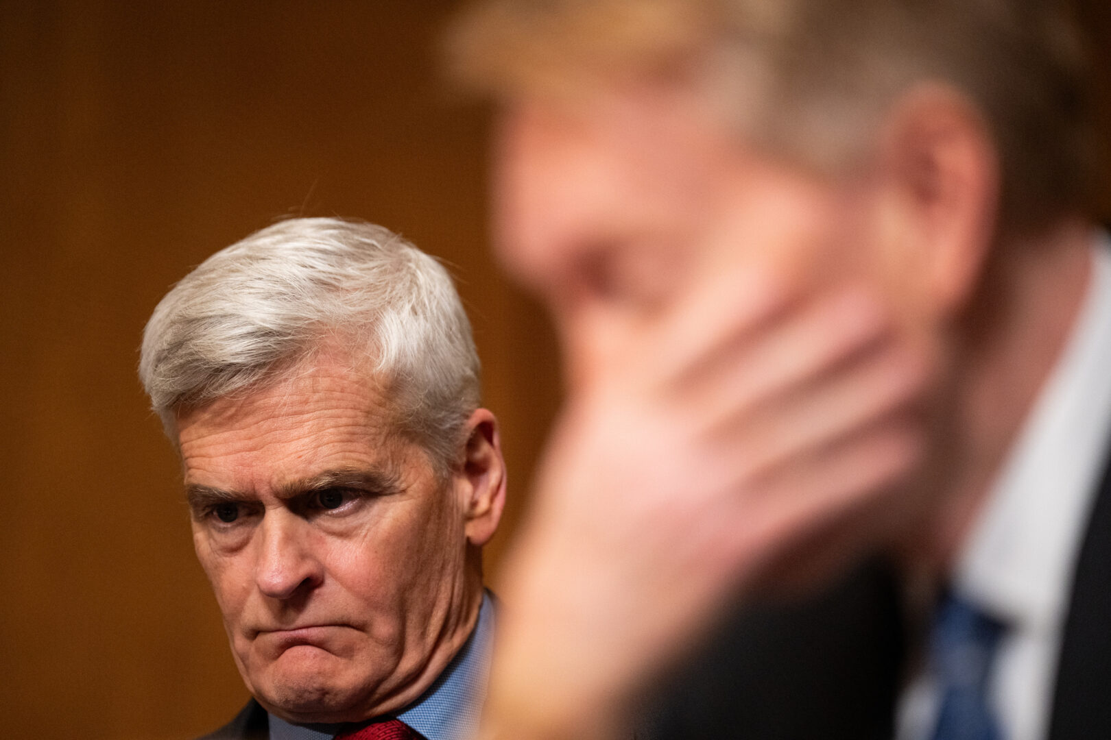 Sen. Bill Cassidy waits to vote in the Senate Finance Committee on the nomination of Robert F. Kennedy Jr. to be secretary of Health and Human Services on Tuesday.