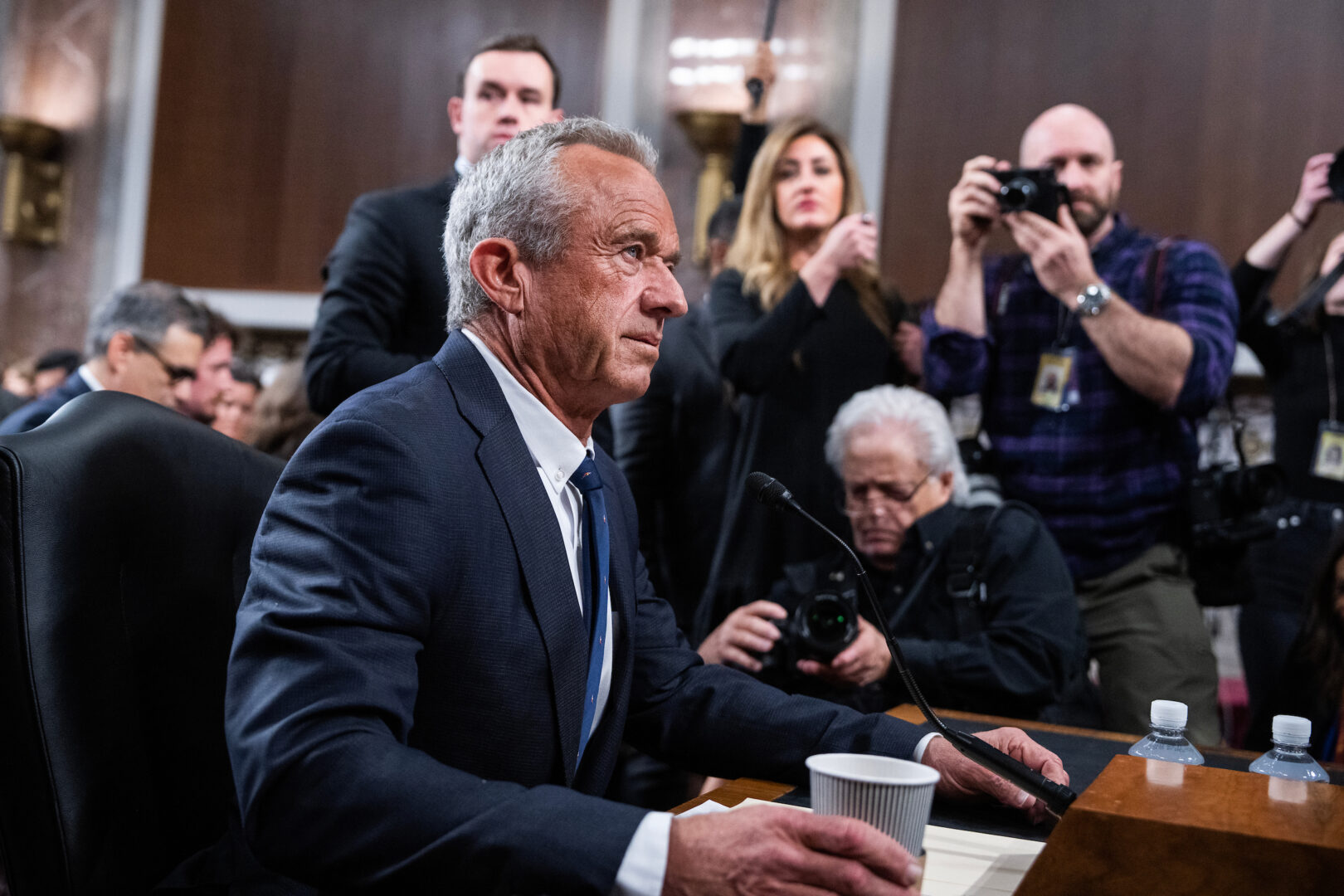 Robert F. Kennedy Jr., President Donald Trump's nominee to be secretary of Health and Human Services, arrives for his Senate Finance Committee confirmation hearing on Jan. 29.