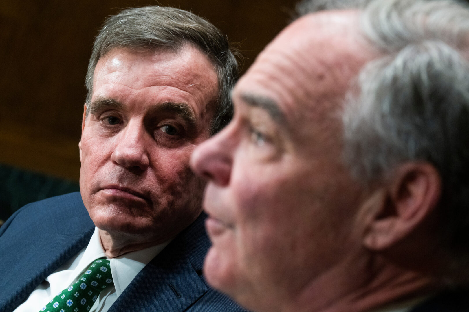 Sens. Tim Kaine, D-Va., right, and Mark Warner, D-Va., led 22 members of Congress in a letter to acting Health and Human Services Secretary Dorothy Fink  citing concerns about the “significant delays” that health centers and other HRSA grantees have been experiencing.