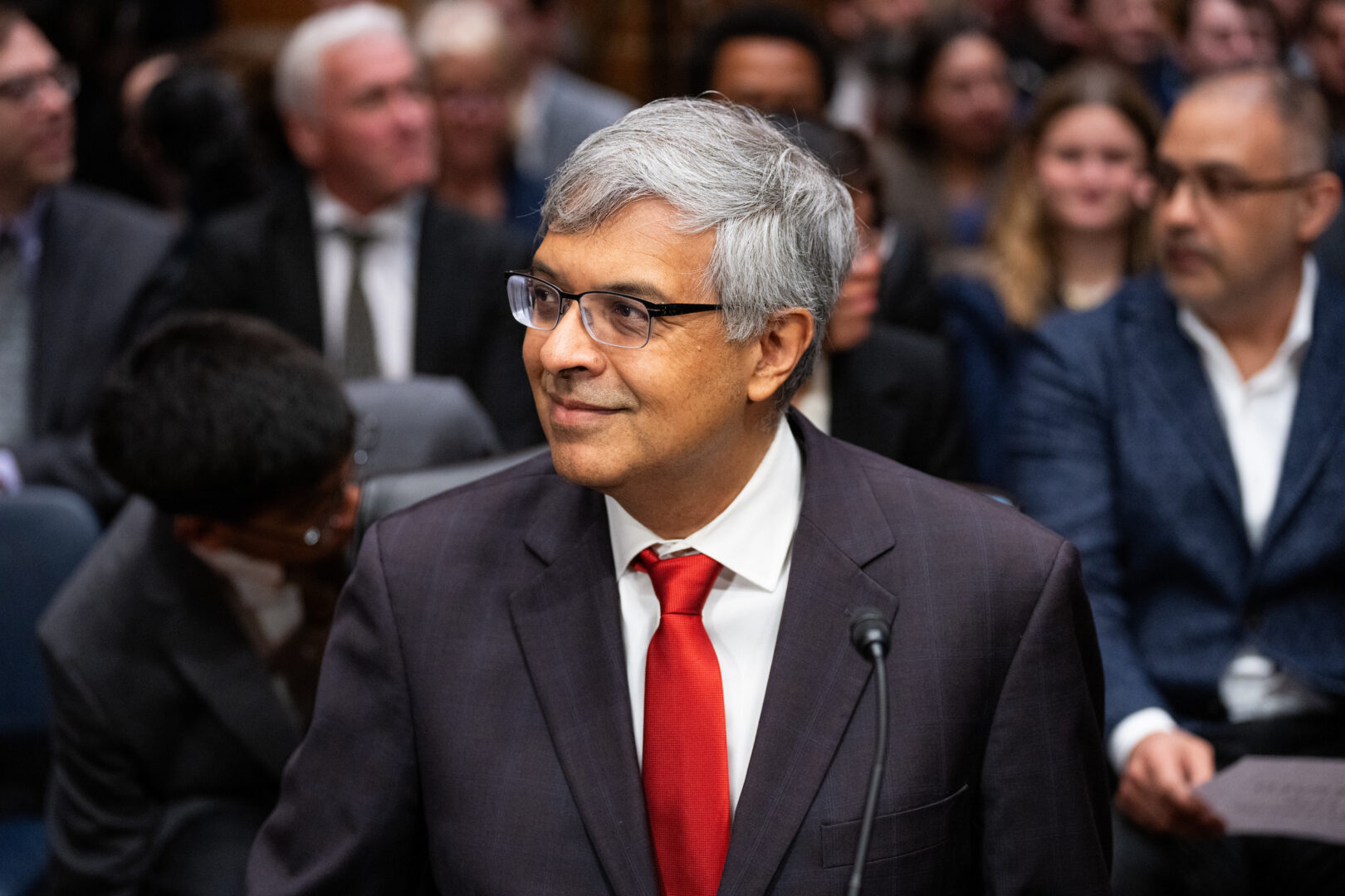 Jay Bhattacharya, nominee to serve as director of the National Institutes of Health, prepares to testify during his confirmation hearing in the Senate Health, Education, Labor and Pensions Committee on Wednesday.