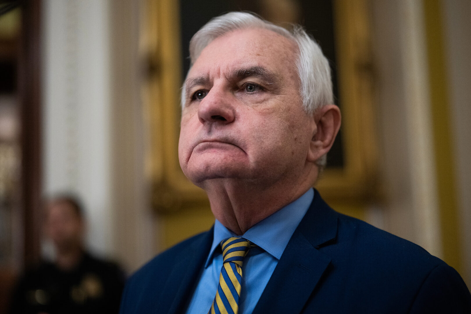 Sen. Jack Reed, D-R.I., talks with a reporter after the Senate luncheons in the Capitol on Dec. 17, 2024.