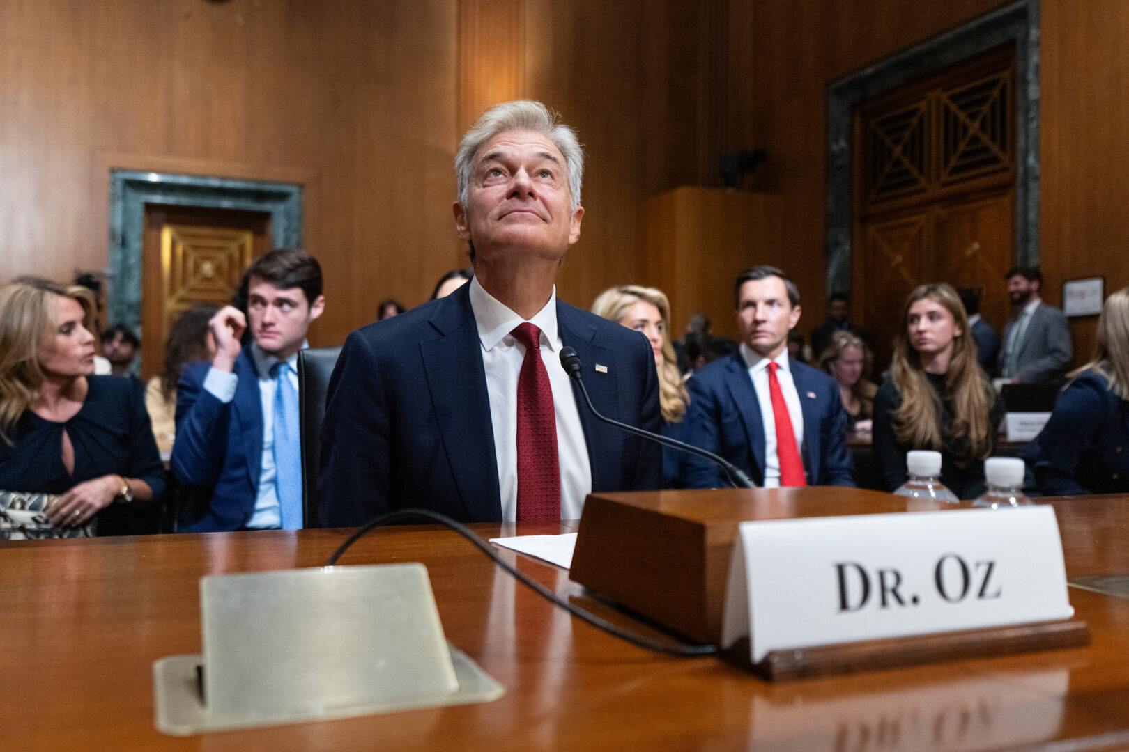 Centers for Medicare and Medicaid Services (CMS) administrator nominee Mehmet Oz prepares to testify during his confirmation hearing in the Senate Finance Committee on Friday. (Bill Clark/CQ Roll Call)