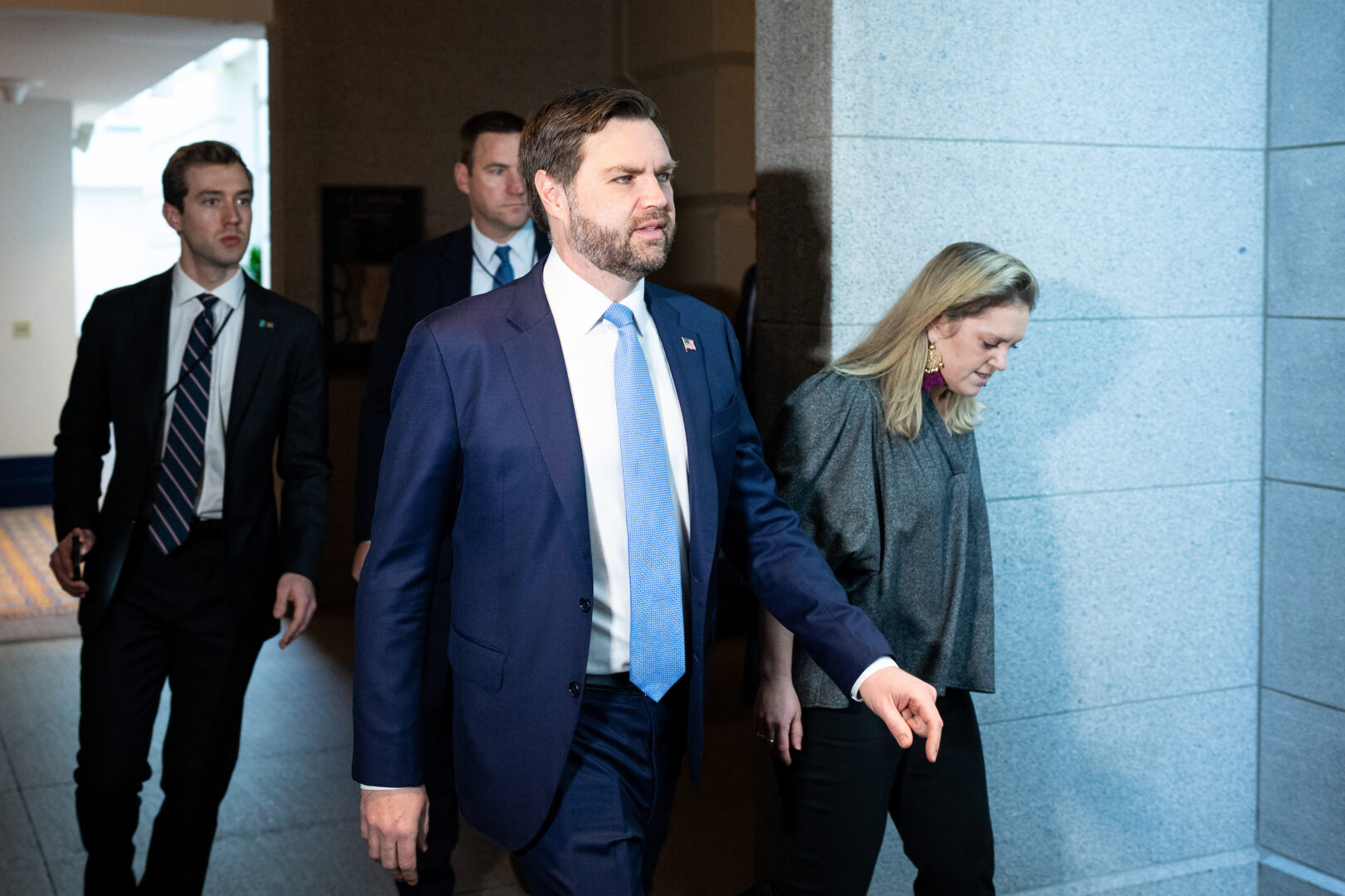 Vice President JD Vance arrives to attend the House Republican Conference meeting in the Capitol on Tuesday. 
