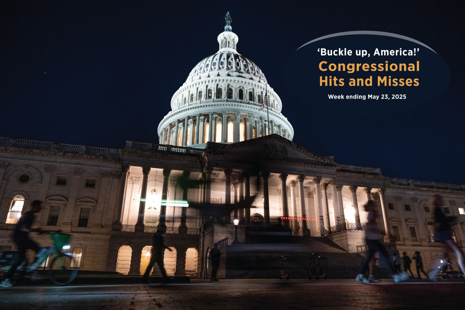 The Capitol is pictured on the night of May 18, 2025, before the House Budget Committee’s markup of Republicans’ fiscal 2025 budget package.