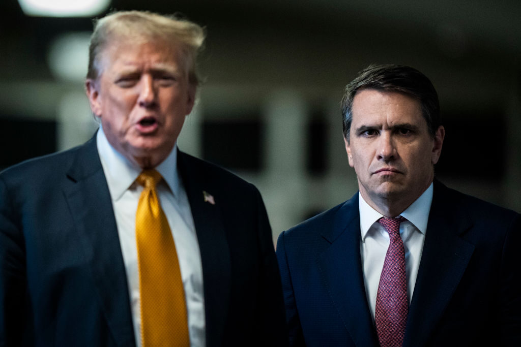 Donald Trump appears with Todd Blanche, then part of his personal legal team, outside Trump’s criminal trial in Manhattan on May 29, 2024. 