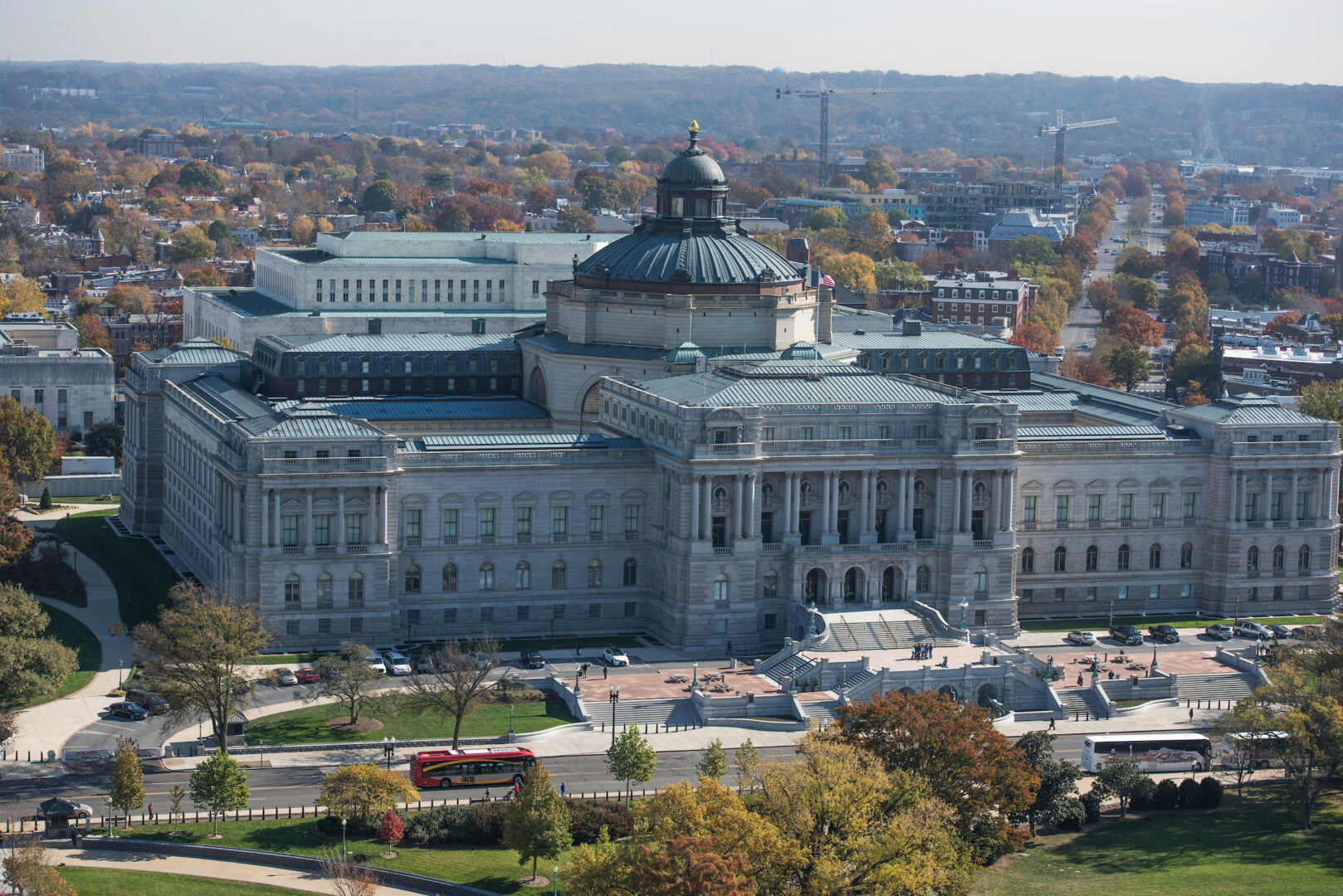 The Library of Congress’ Thomas Jefferson Building is seen from the observation area at the top of Capitol Dome. A power struggle at the library has become an unexpected focal point for questions of legislative branch authority.