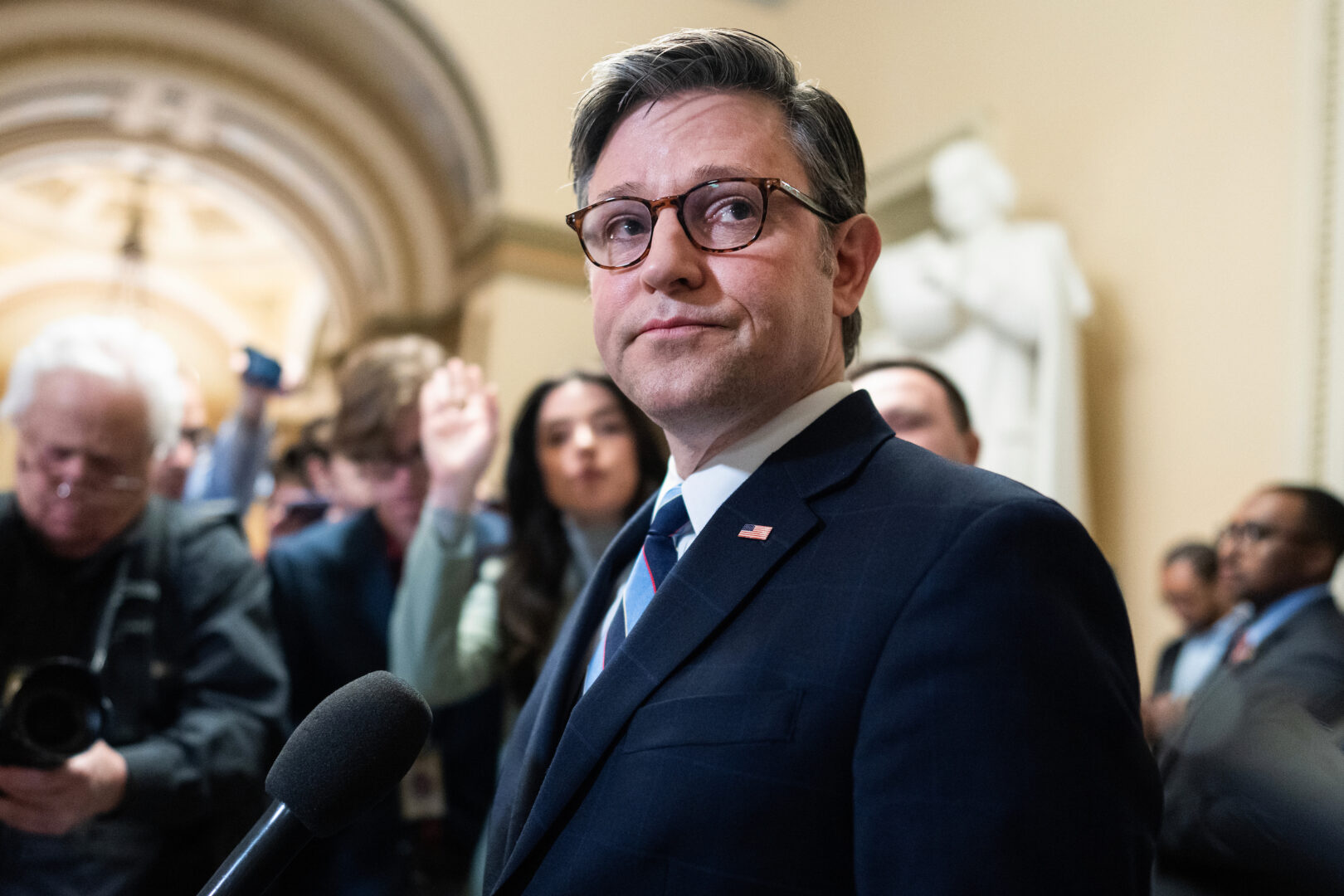 Speaker Mike Johnson, seen here in April, was slow to appoint members to the Office of Congressional Conduct, compared to previous House leaders. 