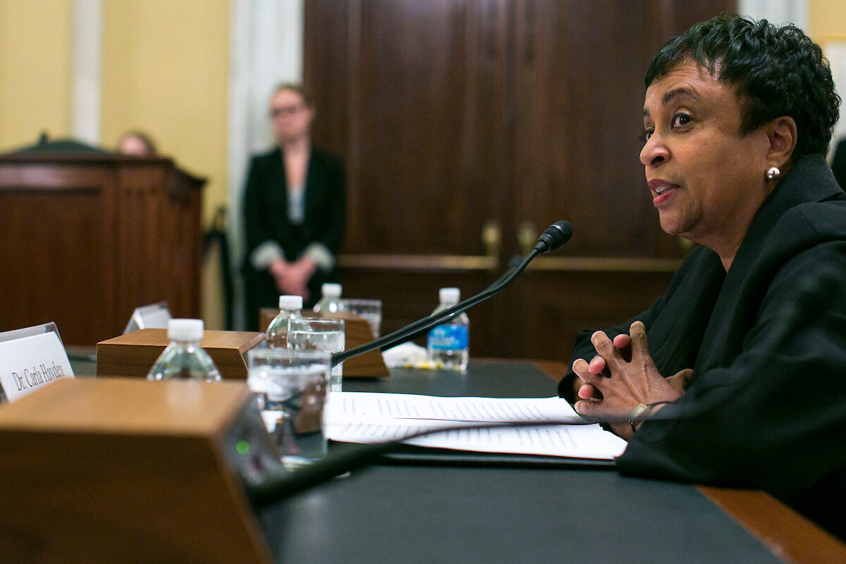 Carla Hayden speaks during a hearing for her confirmation to be librarian of Congress before the Senate Rules and Administration Committee on April 20, 2016.