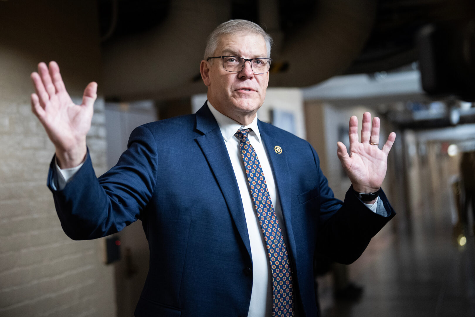 Rep. Barry Loudermilk talks with reporters last year. The Georgia Republican sounded optimistic this week that he would soon be reinvestigating Jan. 6, 2021, as the leader of a new select subcommittee.