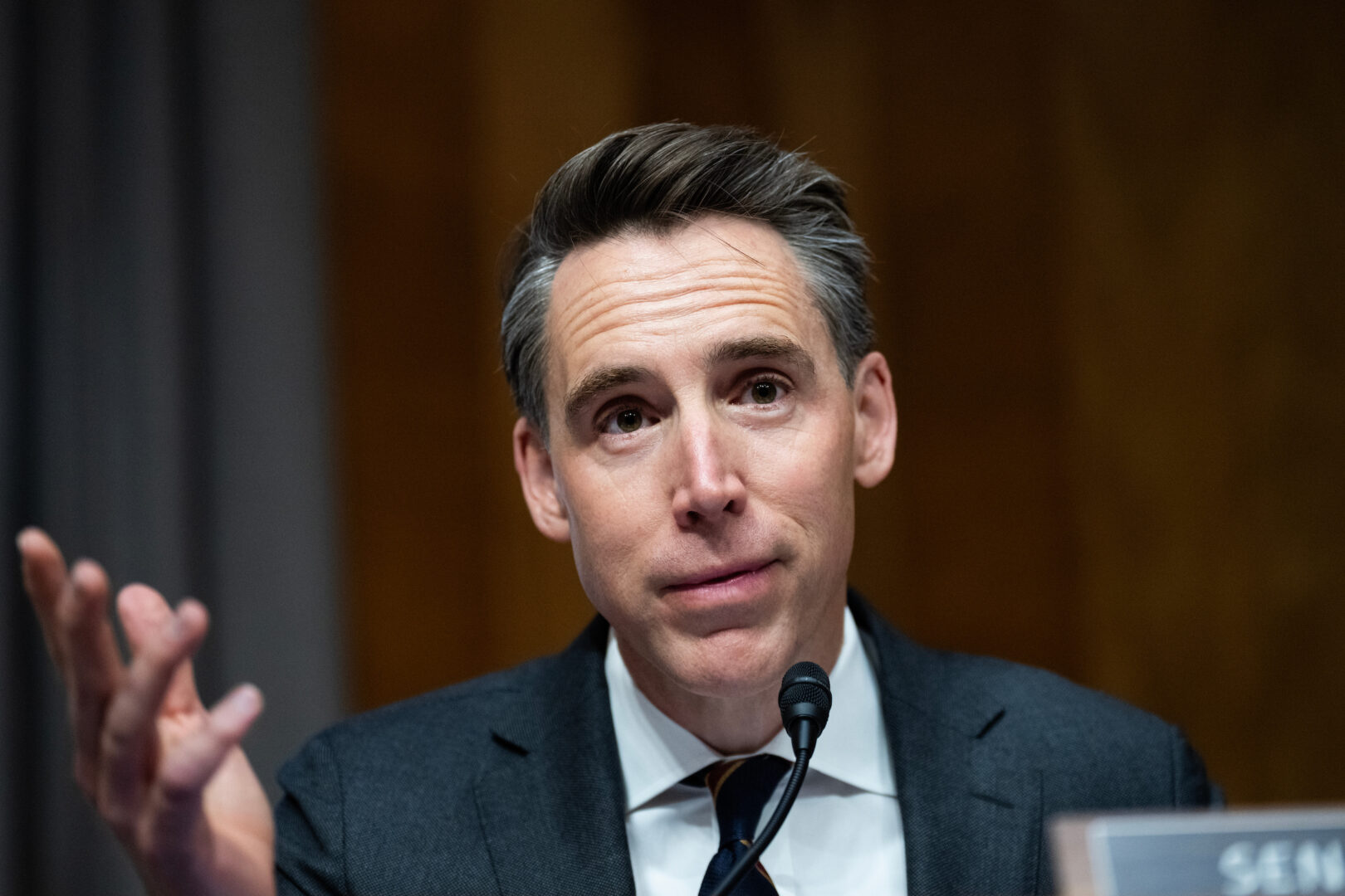 Sen. Josh Hawley, R-Mo., speaks during a Senate Homeland Security and Governmental Affairs Committee confirmation hearing on July 24. 