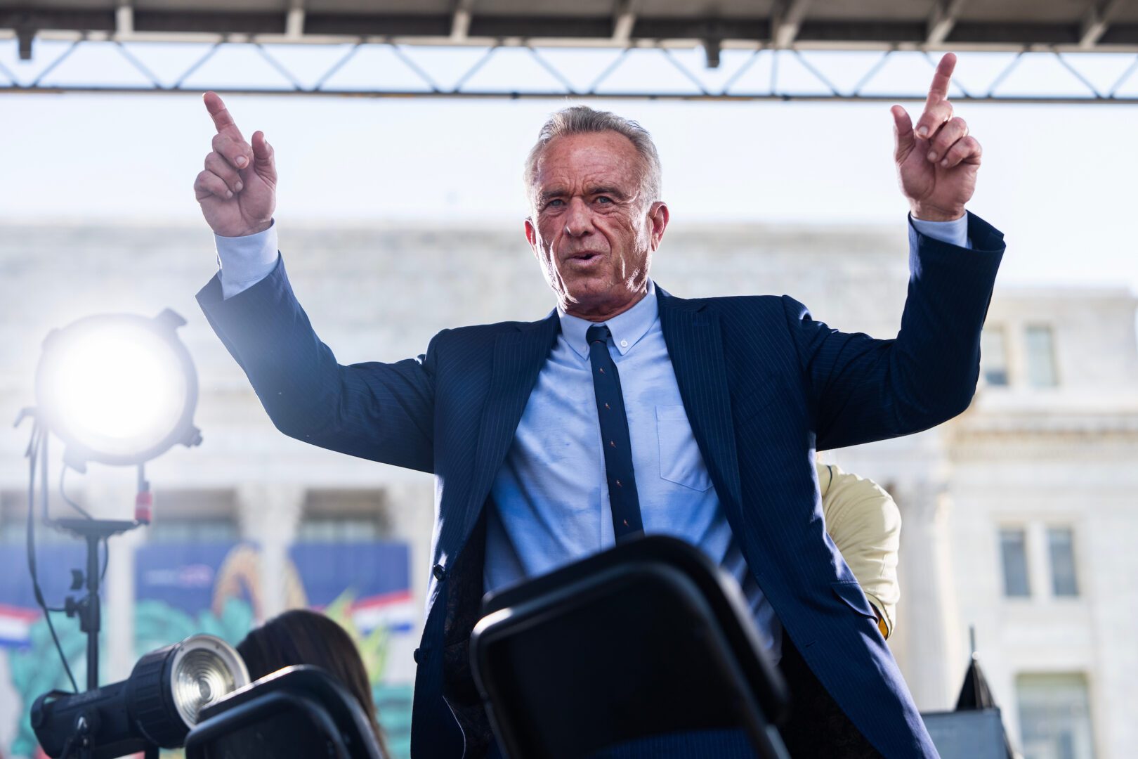 Health and Human Services Secretary Robert F. Kennedy Jr.  on stage at the inaugural Great American Farmers Market on the National Mall on Monday.