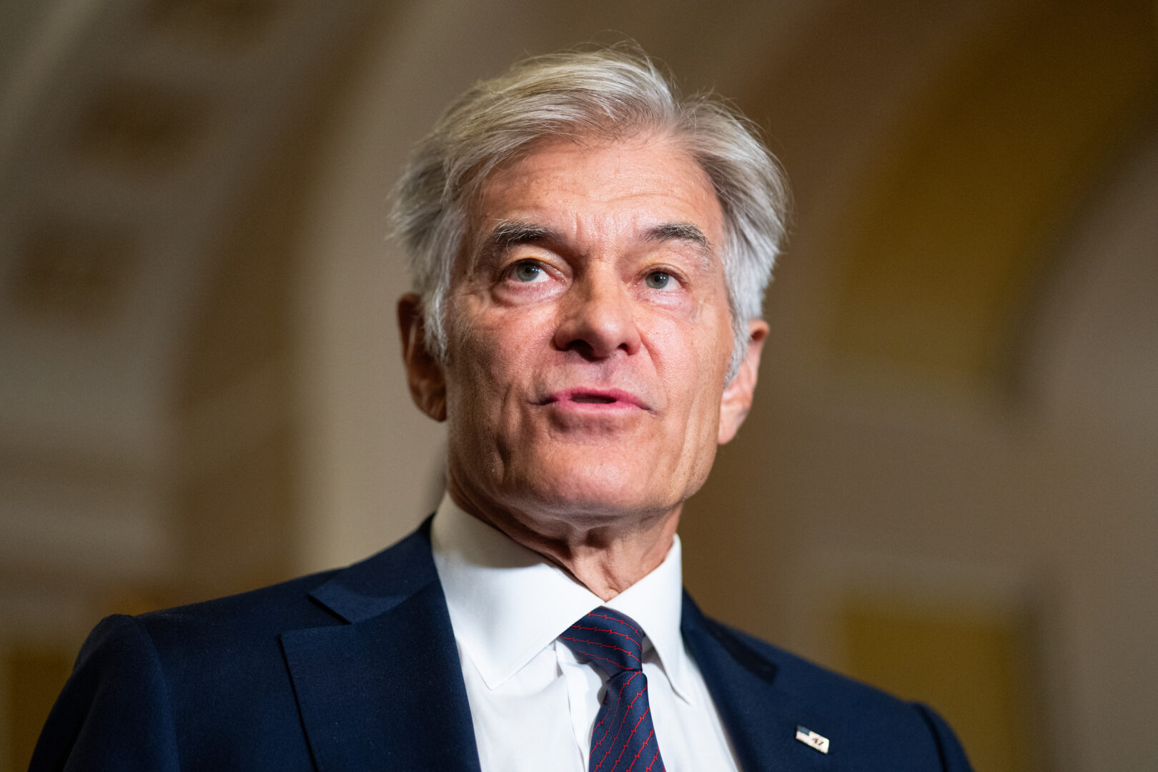 Mehmet Oz, administrator for the Centers for Medicare & Medicaid Services, speaks to reporters after attending the Senate Republicans’ lunch meeting in the U.S. Capitol on Tuesday. 