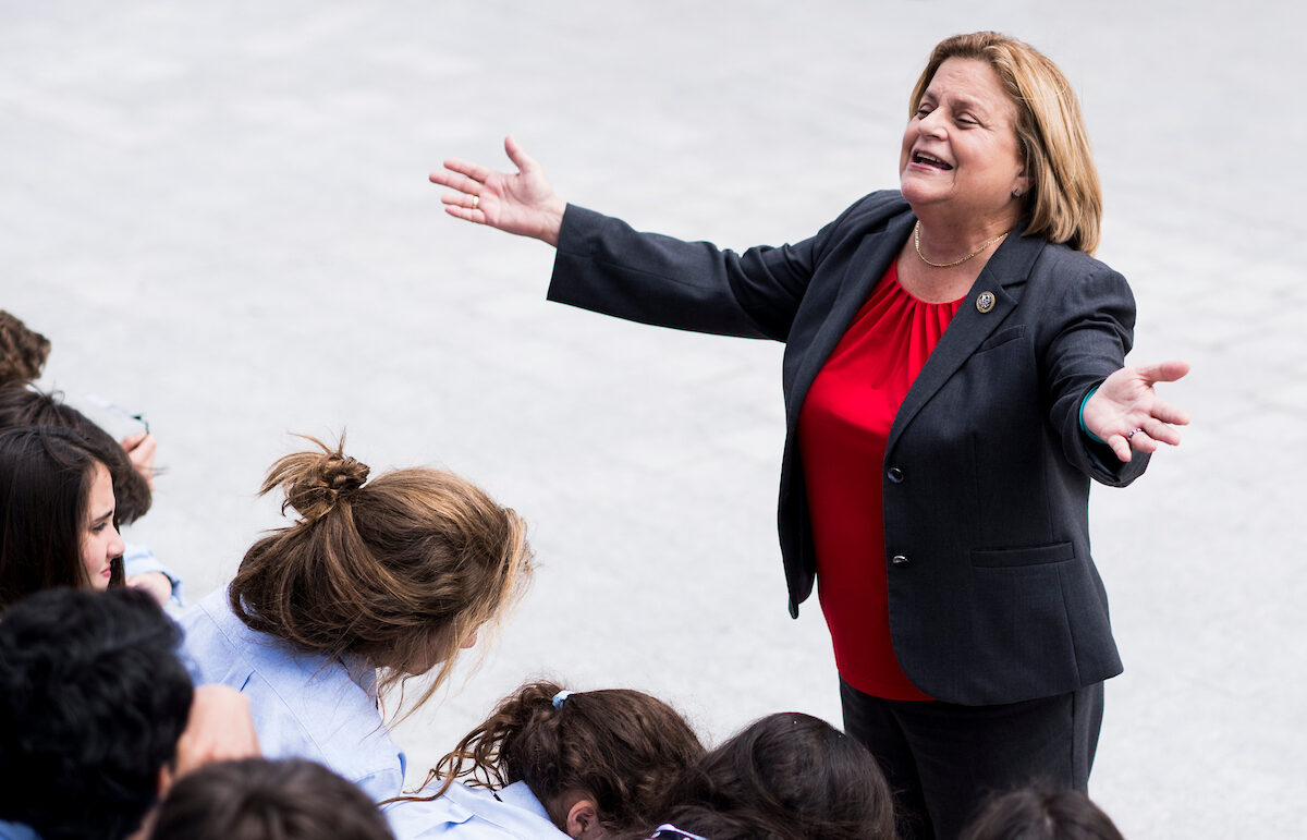 Ileana Ros-Lehtinen, seen here in 2017 talking to a group of students at the Capitol, is among the former members of Congress to be profiled in Roll Call's Life After Congress feature. 