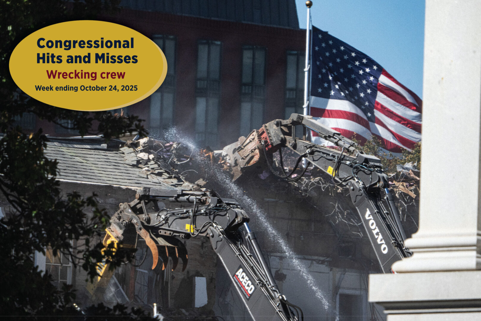 Workers demolish a portion of the East Wing of the White House on Tuesday in preparation for construction of a new ballroom.