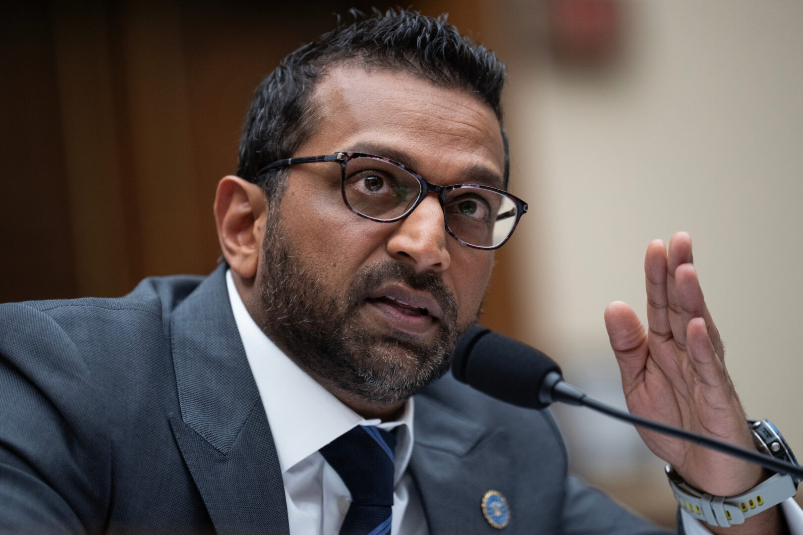 FBI Director Kash Patel, who in July announced the selection of the Ronald Reagan Building complex in downtown Washington for the FBI’s new headquarters, responds to questioning at a House hearing in September. 