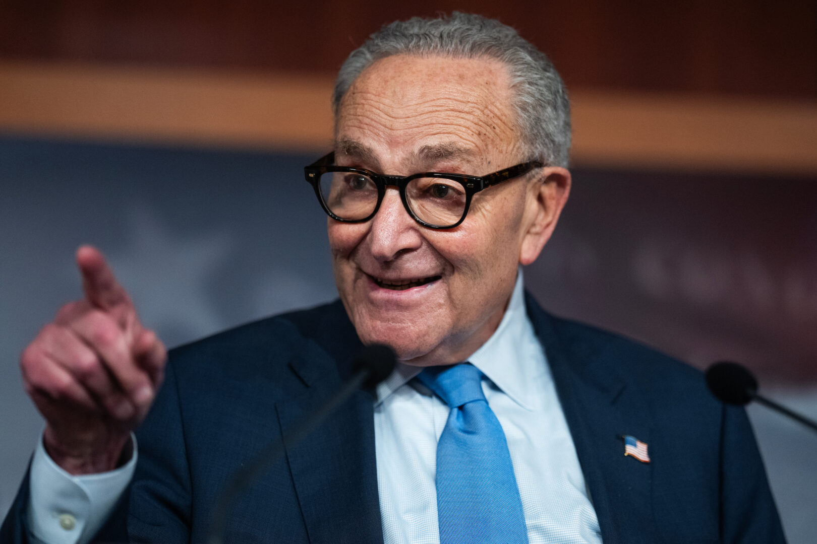 Senate Minority Leader Charles Schumer conducts a news conference on the third day of the partial government shutdown in the Capitol on Friday.