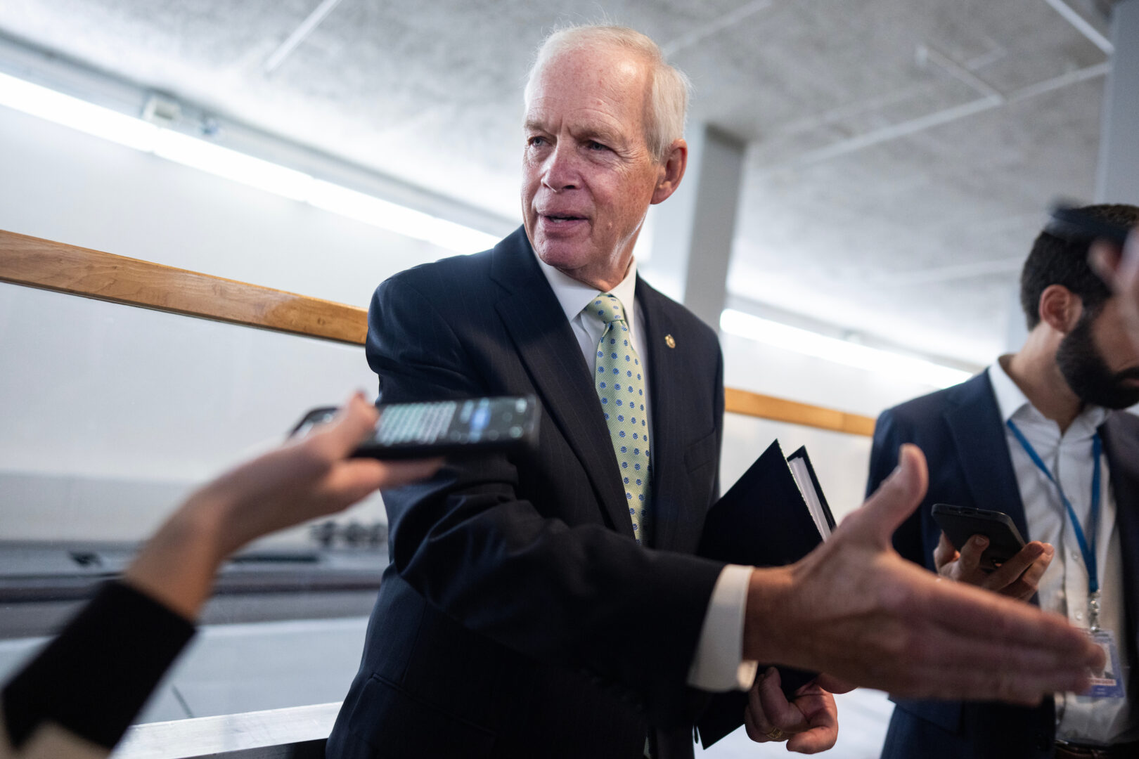 Sen. Ron Johnson, R-Wis., seen in the Capitol on Thursday, said he was hopeful a compromise plan could be reached by next week. (Tom Williams/CQ Roll Call)