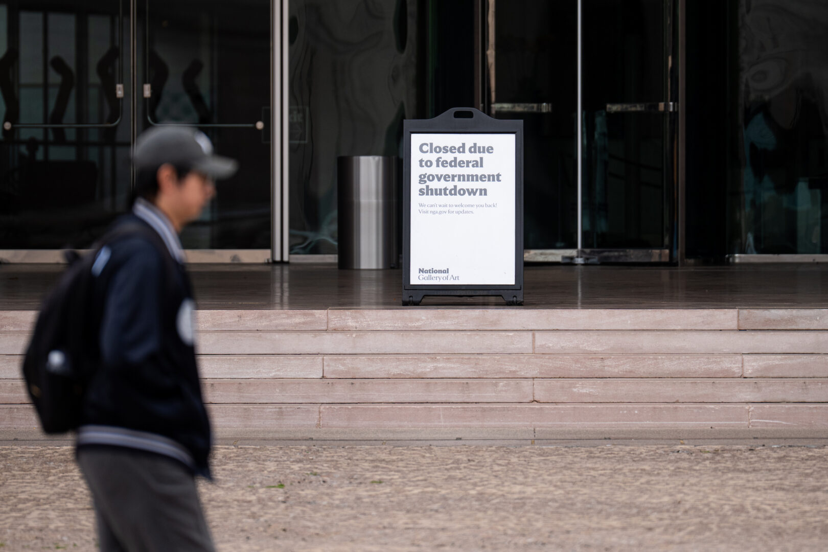 A sign outside of the National Gallery of Art in Washington on Tuesday says “Closed due to federal government shutdown."
