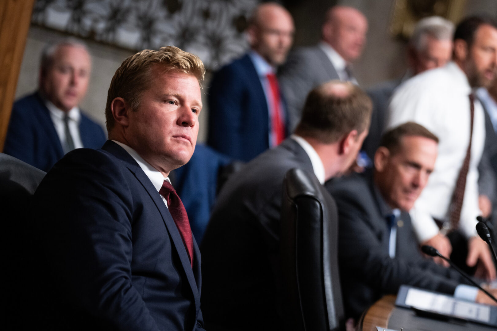 Sen. Tim Sheehy, R-Mont., attends a Senate Armed Services Committee hearing on Wednesday, June 18, 2025. 