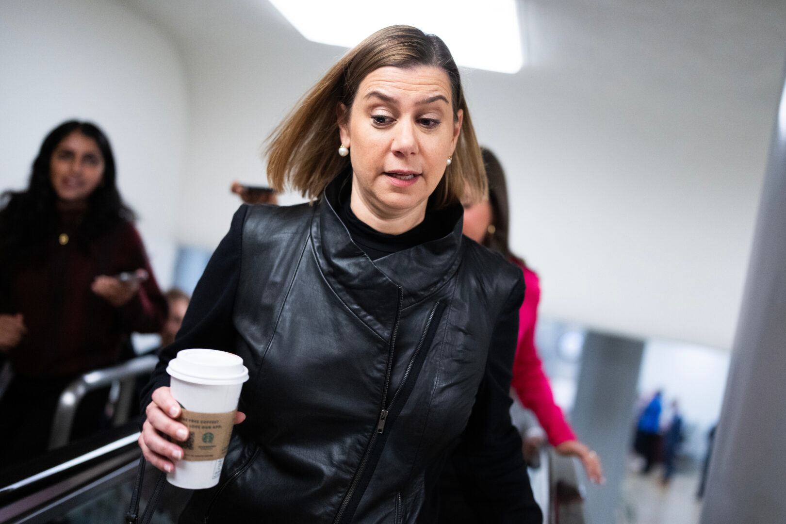 Sen. Elissa Slotkin, D-Mich., talks with reporters in the Capitol on Oct. 16.