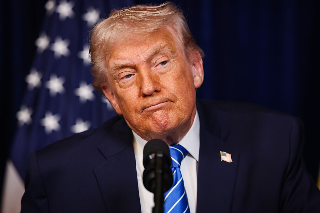 President Donald Trump. seen here during a press conference at his Mar-a-Lago Club in Palm Beach, Fla., on Sunday, issued his first veto messages of the year on Tuesday.