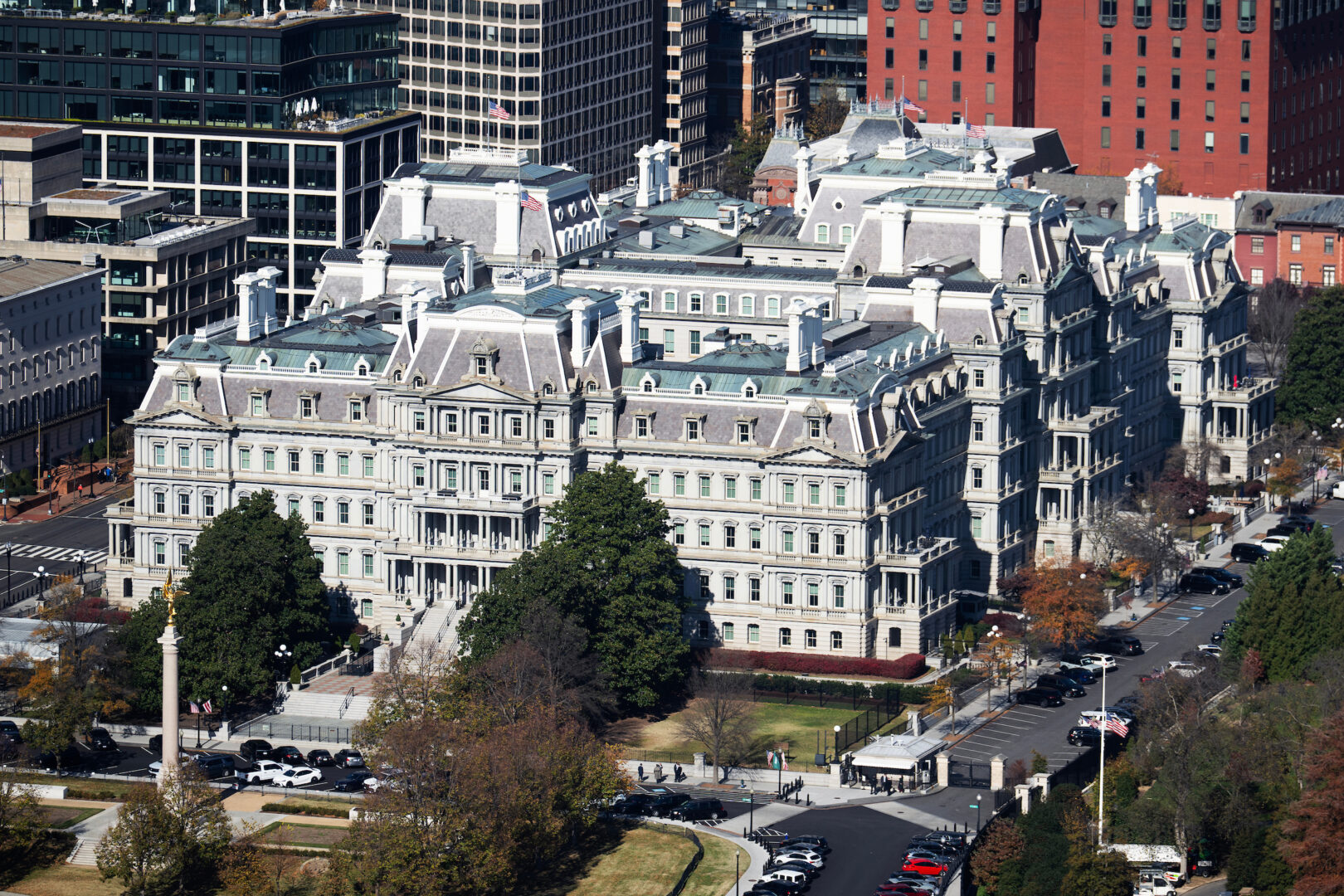 The Eisenhower Executive Office Building is seen from the top of the Washington Monument on Nov. 17.