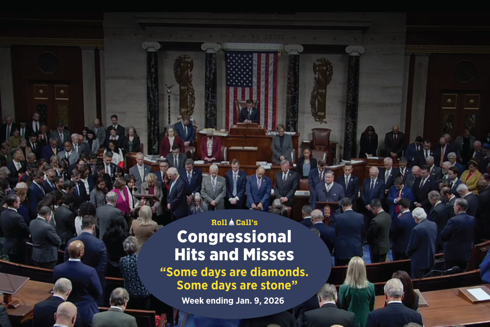 House members observe a moment of silence on Wednesday in honor of California Republican Rep. Doug LaMalfa, who died on Jan. 6. 