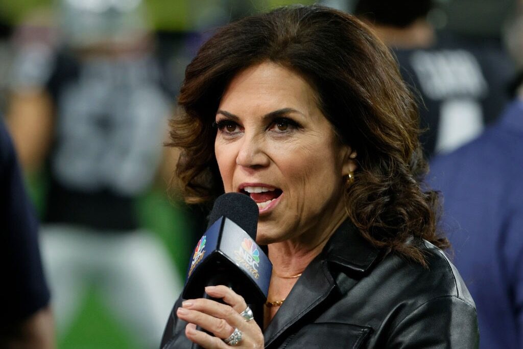 Former NFL sideline reporter Michele Tafoya, here at a game in Las Vegas in 2022, has joined the Republican primary to succeed retiring Democratic Sen. Tina Smith in Minnesota. (Ethan Miller/Getty Images)