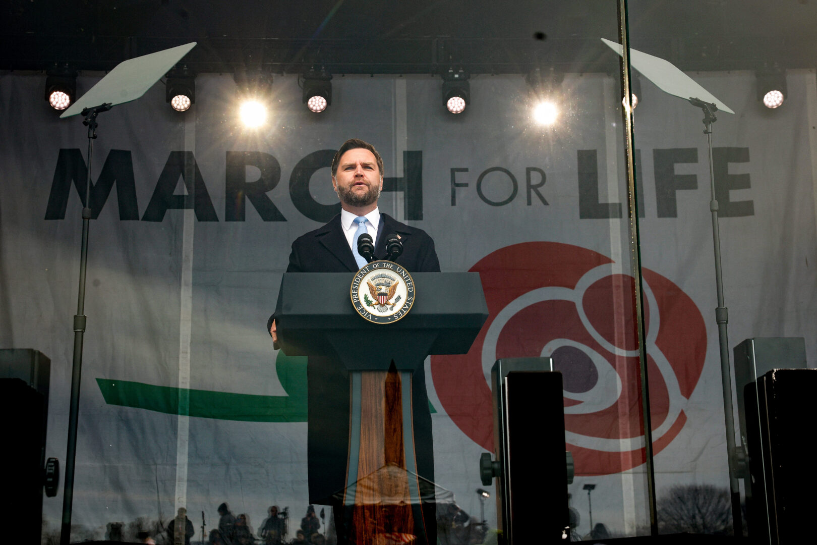 Vice President JD Vance delivers remarks during the annual March for Life rally on Jan. 23, the same day the Trump administration announced an expansion of the “Mexico City” policy.
