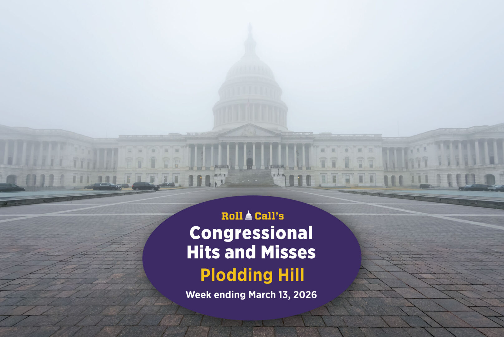 The Capitol building is shrouded in morning fog on March 5, 2026. 