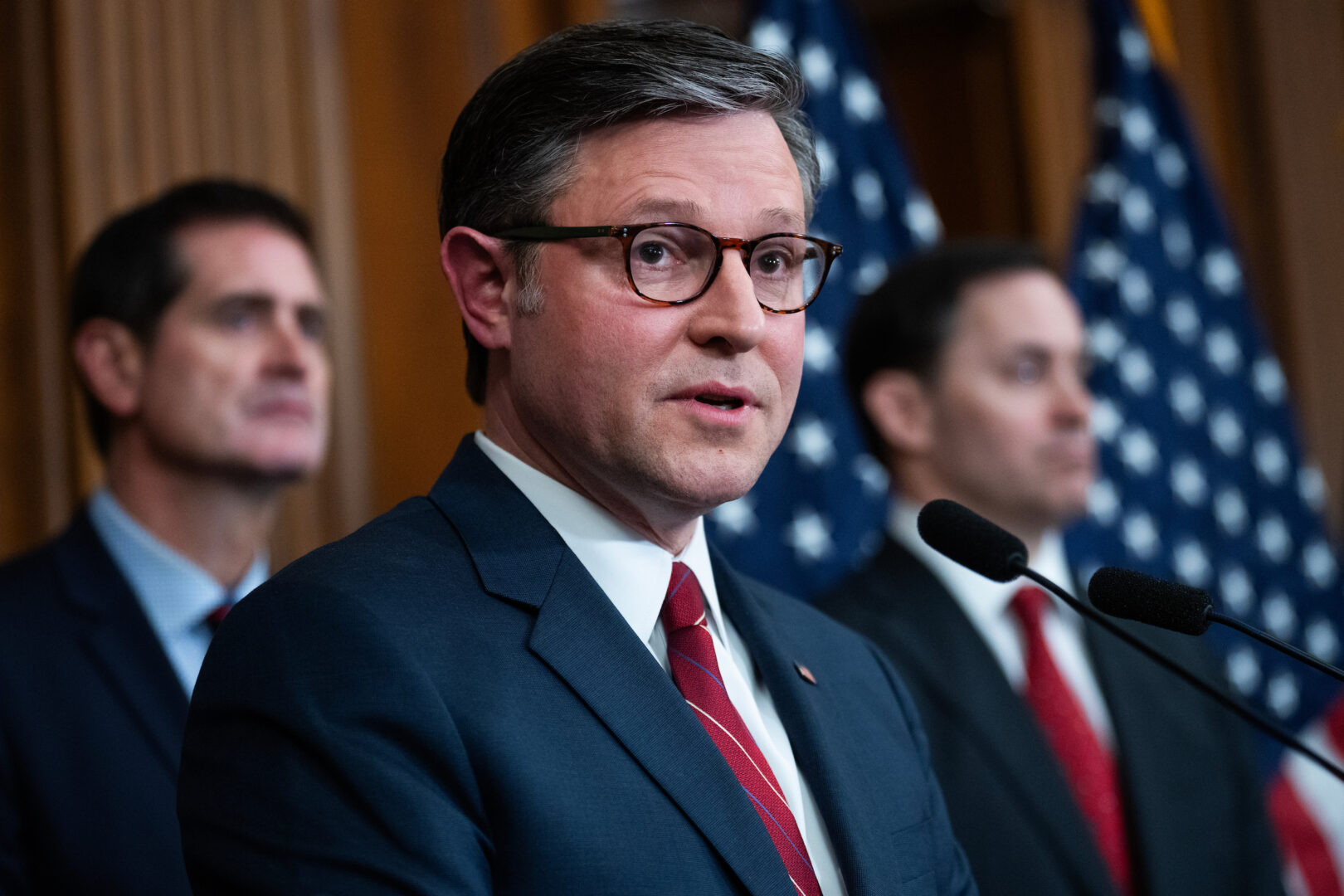 Speaker Mike Johnson, R-La., said more information is needed to assess war funding needs. (Tom Williams/CQ Roll Call)