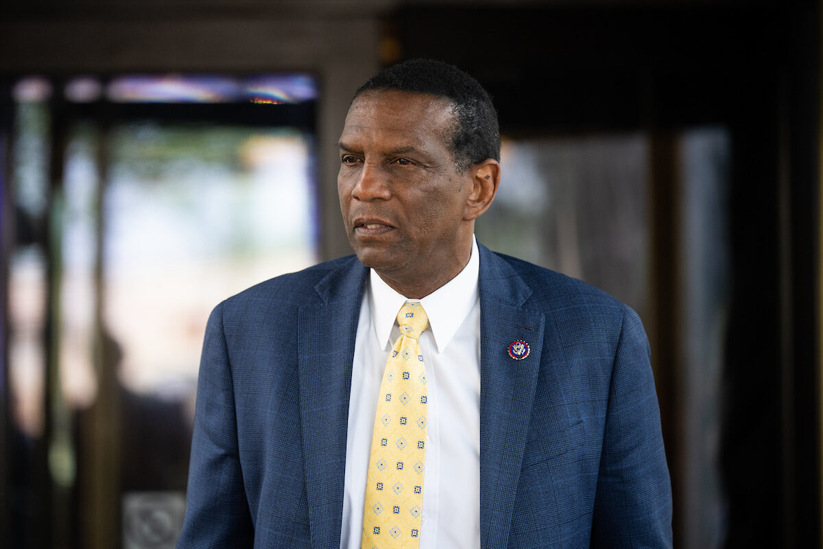 Rep. Burgess Owens, R-Utah, leaves the House Republicans’ caucus meeting at the Capitol Hill Club in Washington on Wednesday, May 10, 2023. 