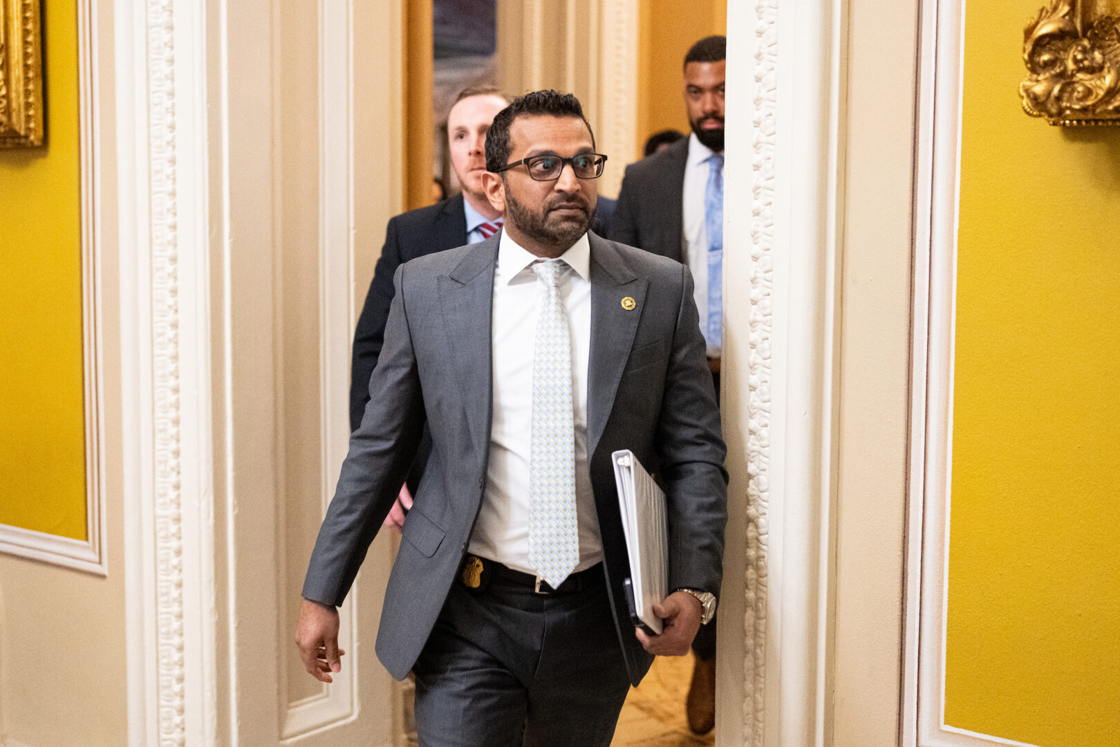FBI Director Kash Patel arrives to attend a lunch meeting with Republican senators in the Capitol on Wednesday.