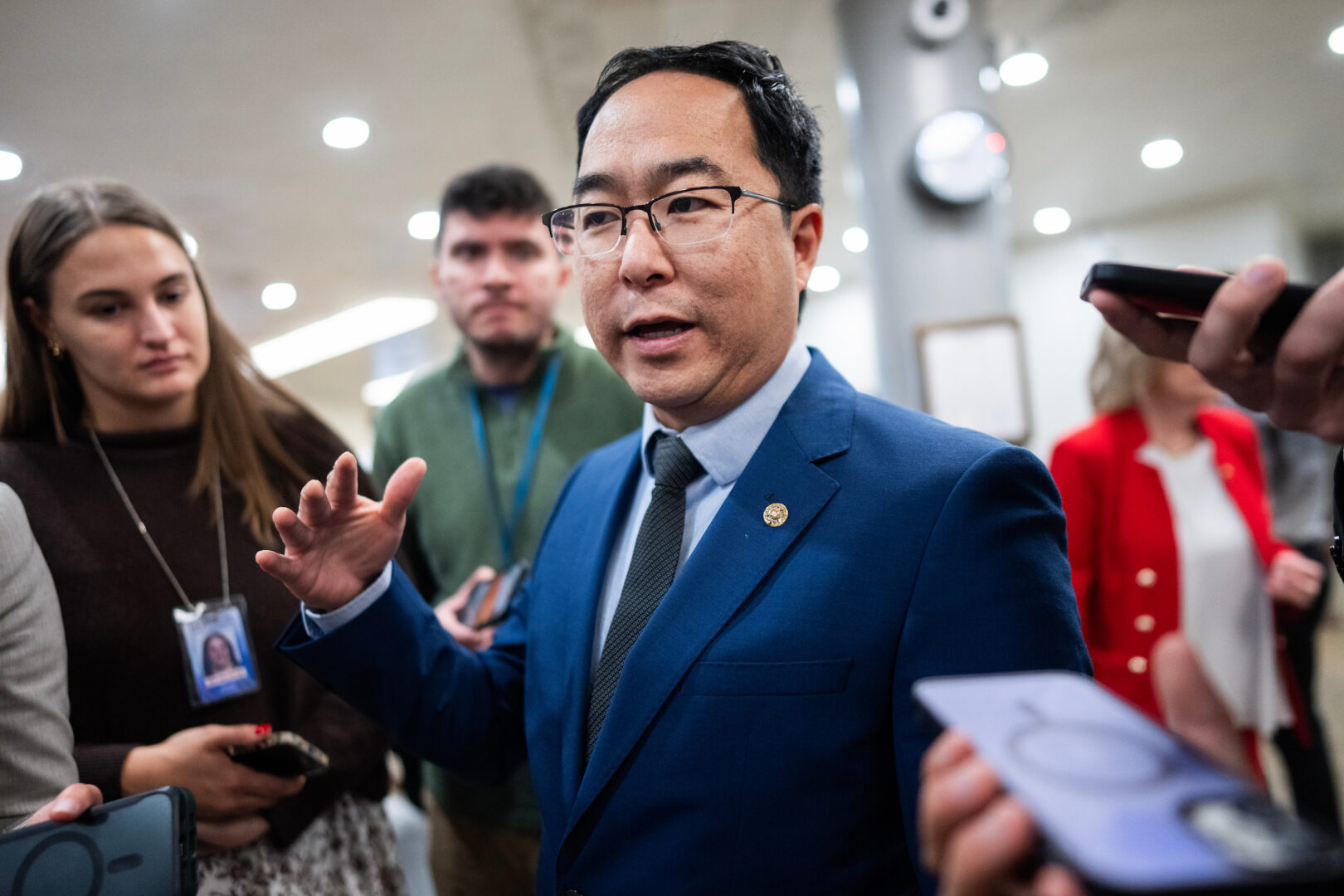 Sen. Andy Kim, D-N.J., is seen during votes in the U.S. Capitol on Thursday, Oct. 23, 2025. 