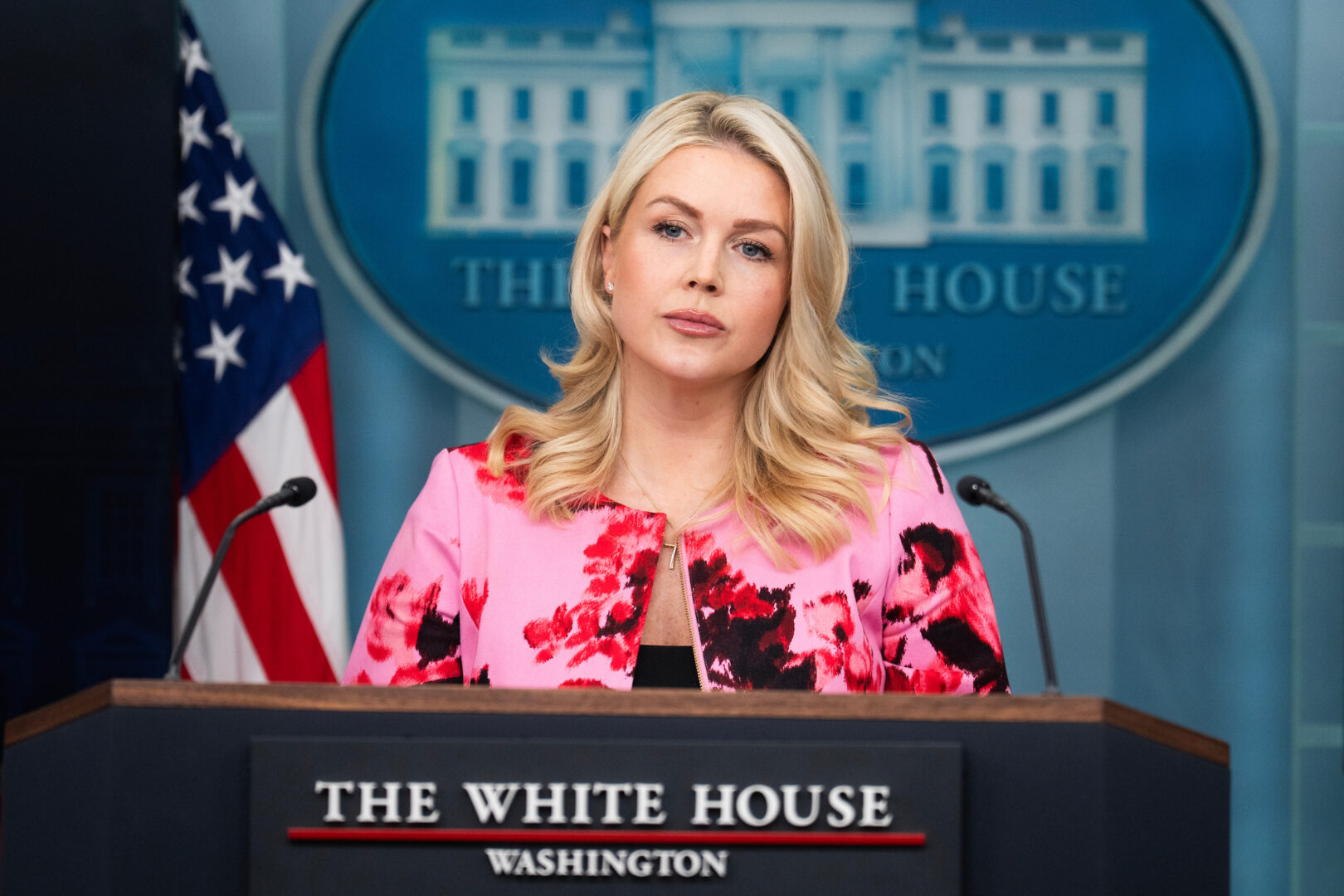 Karoline Leavitt, White House press secretary, conducts a press briefing on Monday.
