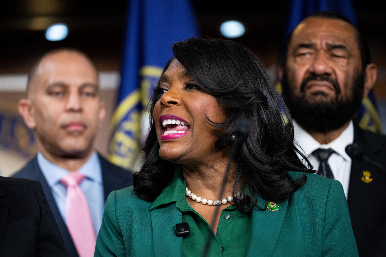 Rep. Terri Sewell, D-Ala., speaks during a Congressional Black Caucus news conference in the Capitol last month on the Supreme Court’s ruling in Louisiana v. Callais. 