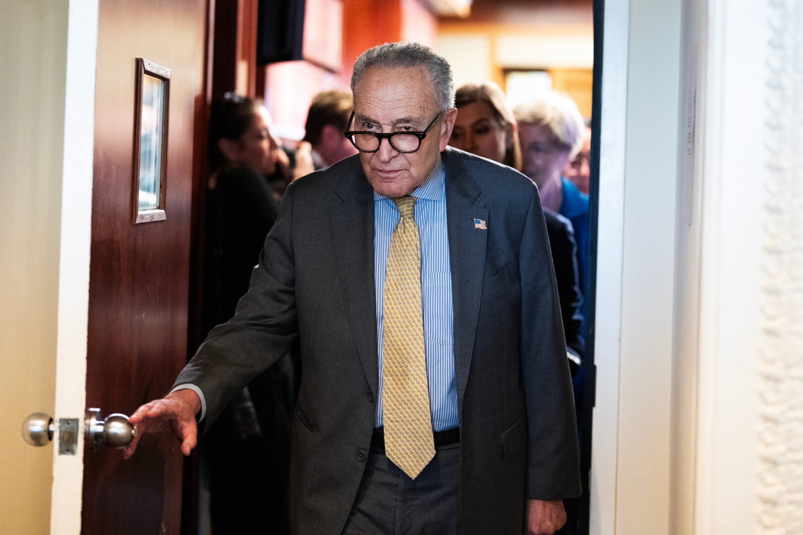 Senate Minority Leader Charles E. Schumer, seen here after a news conference last Wednesday, complained that Republicans were spending time this week on “toothless messaging.”