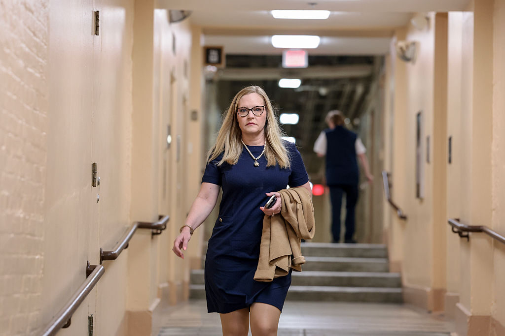 Indiana GOP Rep. Erin Houchin  arrives at a House Republican Conference meeting in the Capitol on July 21, 2026.
