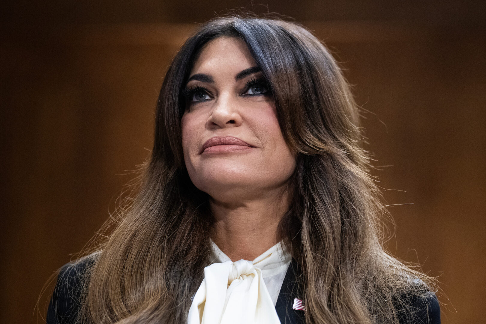 Kimberly Guilfoyle is pictured at her confirmation hearing before the Senate Foreign Relations Committee on July 9, 2025. (Tom Williams/CQ Roll Call)